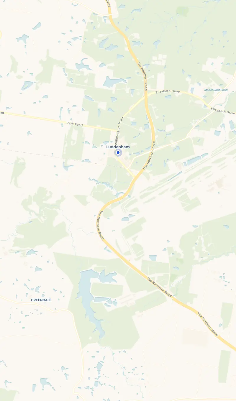 Map of the Luddenham service area and the surrounding suburbs we cover.