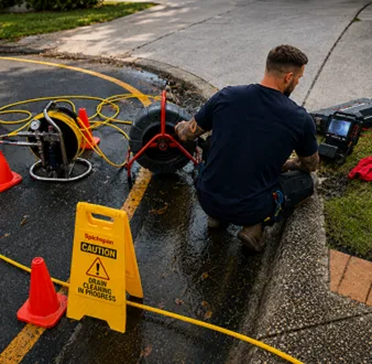 Burst drain pipe being repaired in Luddenham